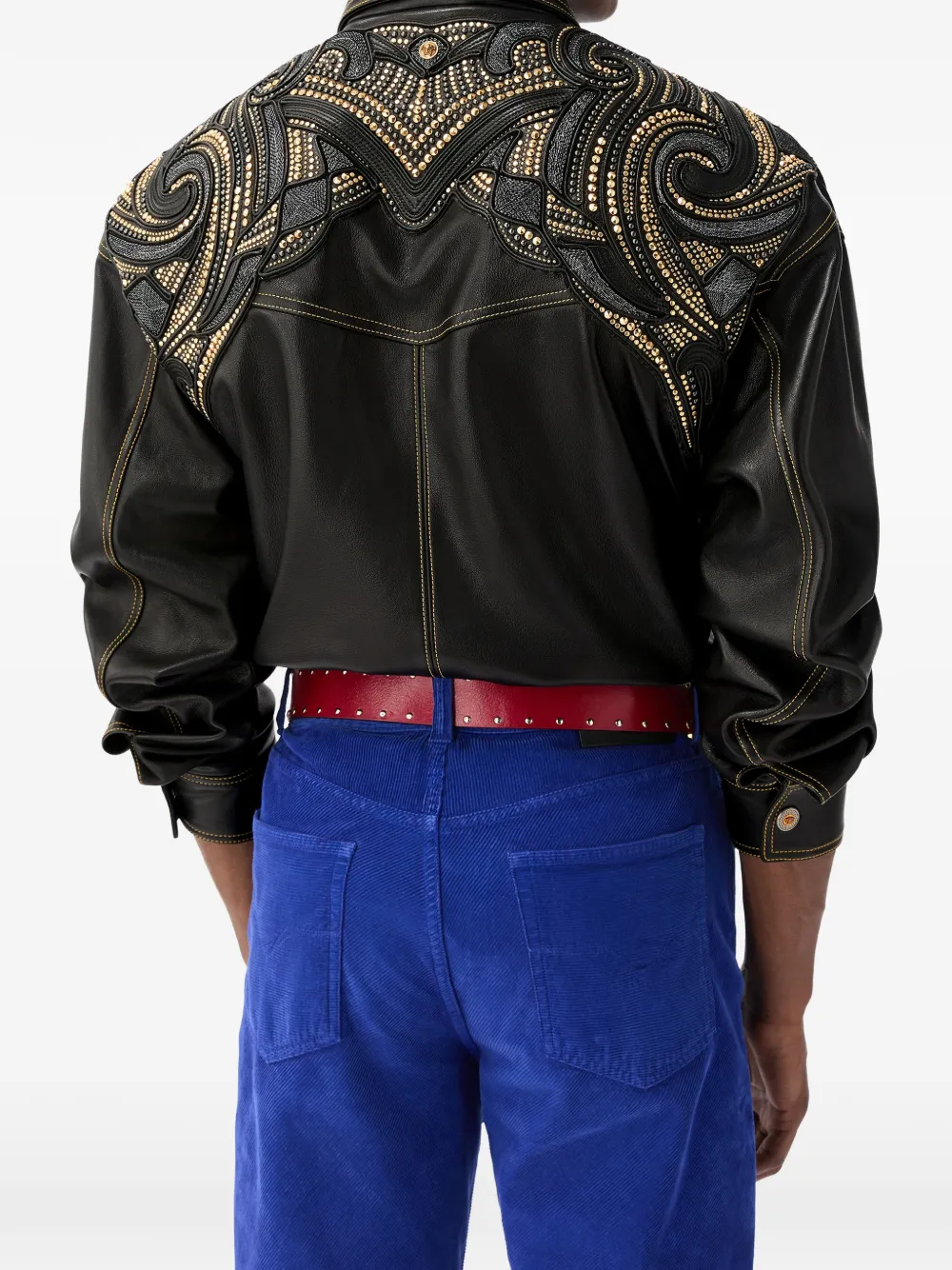 Versace Nappa blouse met borduurwerk Zwart