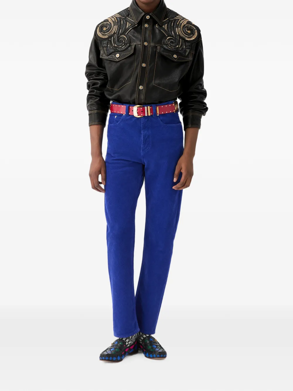 Versace Nappa blouse met borduurwerk Zwart