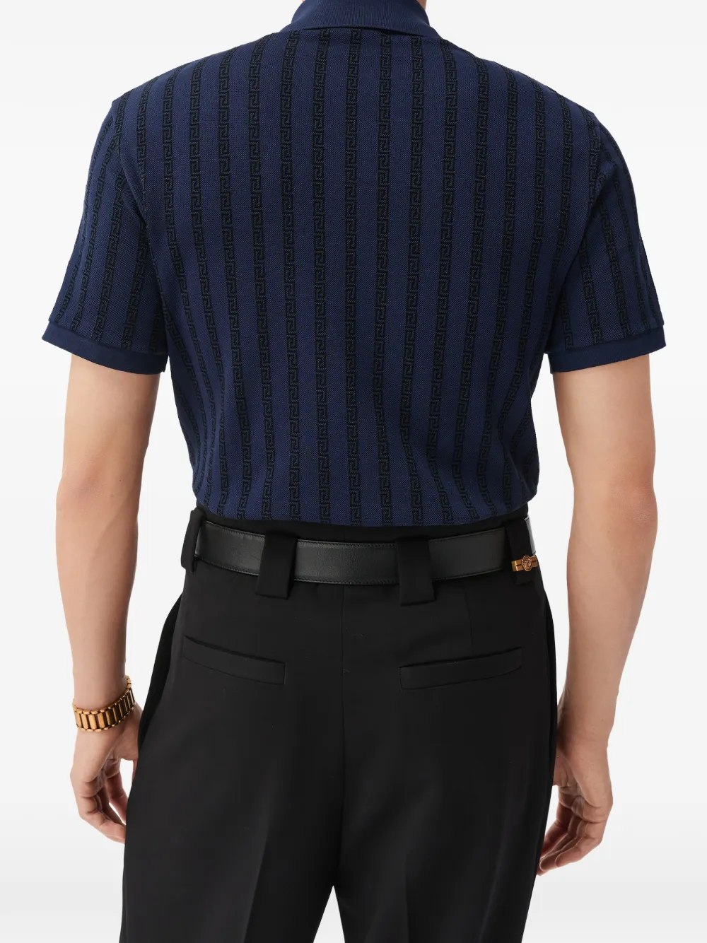 Versace Piqué poloshirt met katoenen jacquard Blauw