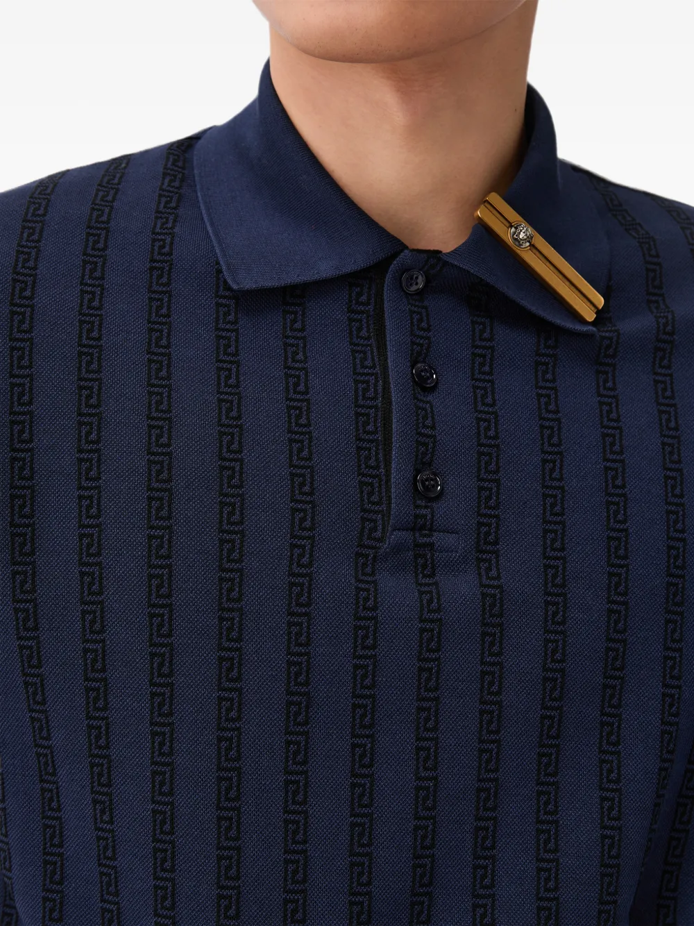 Versace Piqué poloshirt met katoenen jacquard Blauw