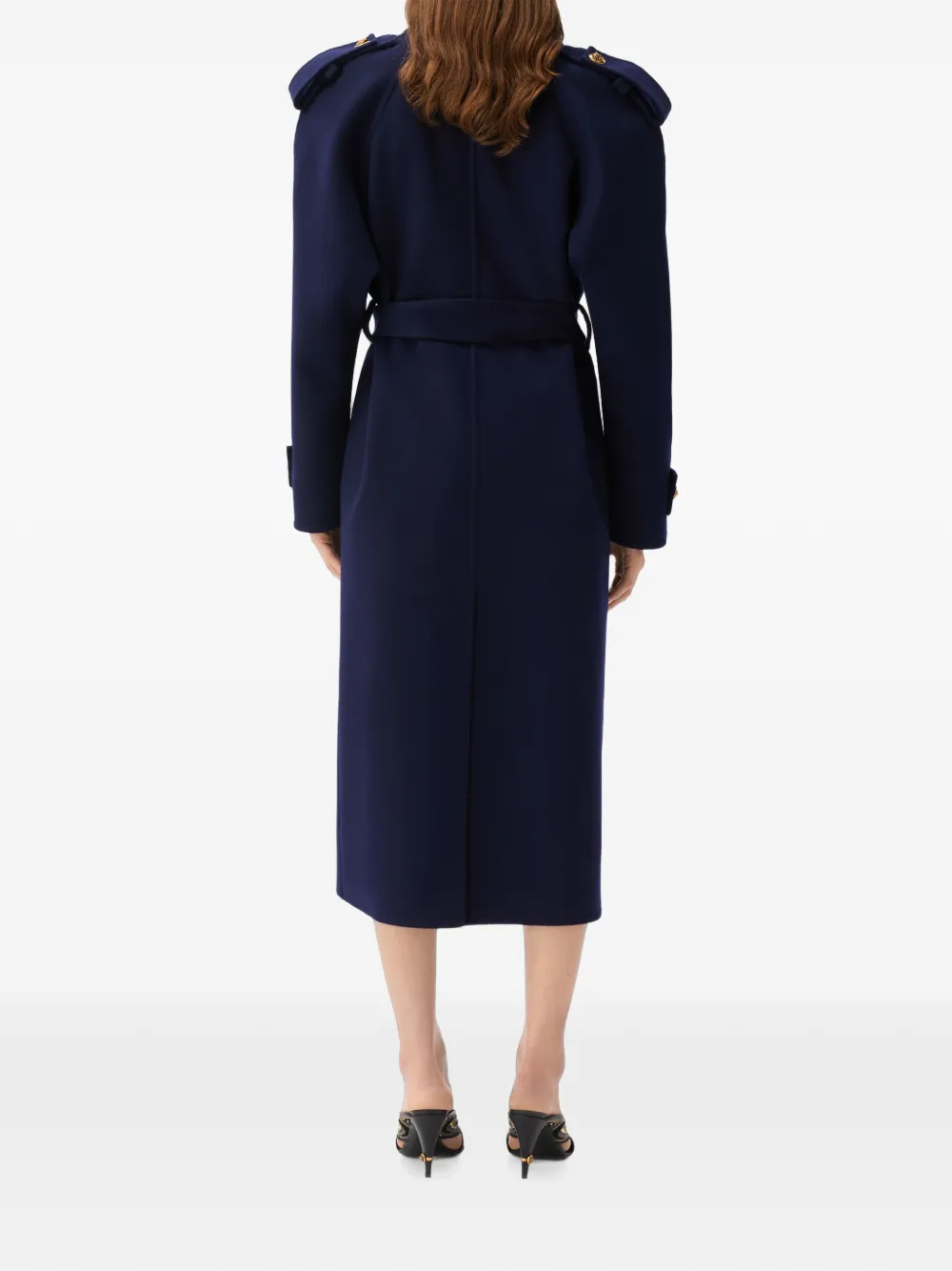 Versace Jas met epauletten en ceintuur Blauw