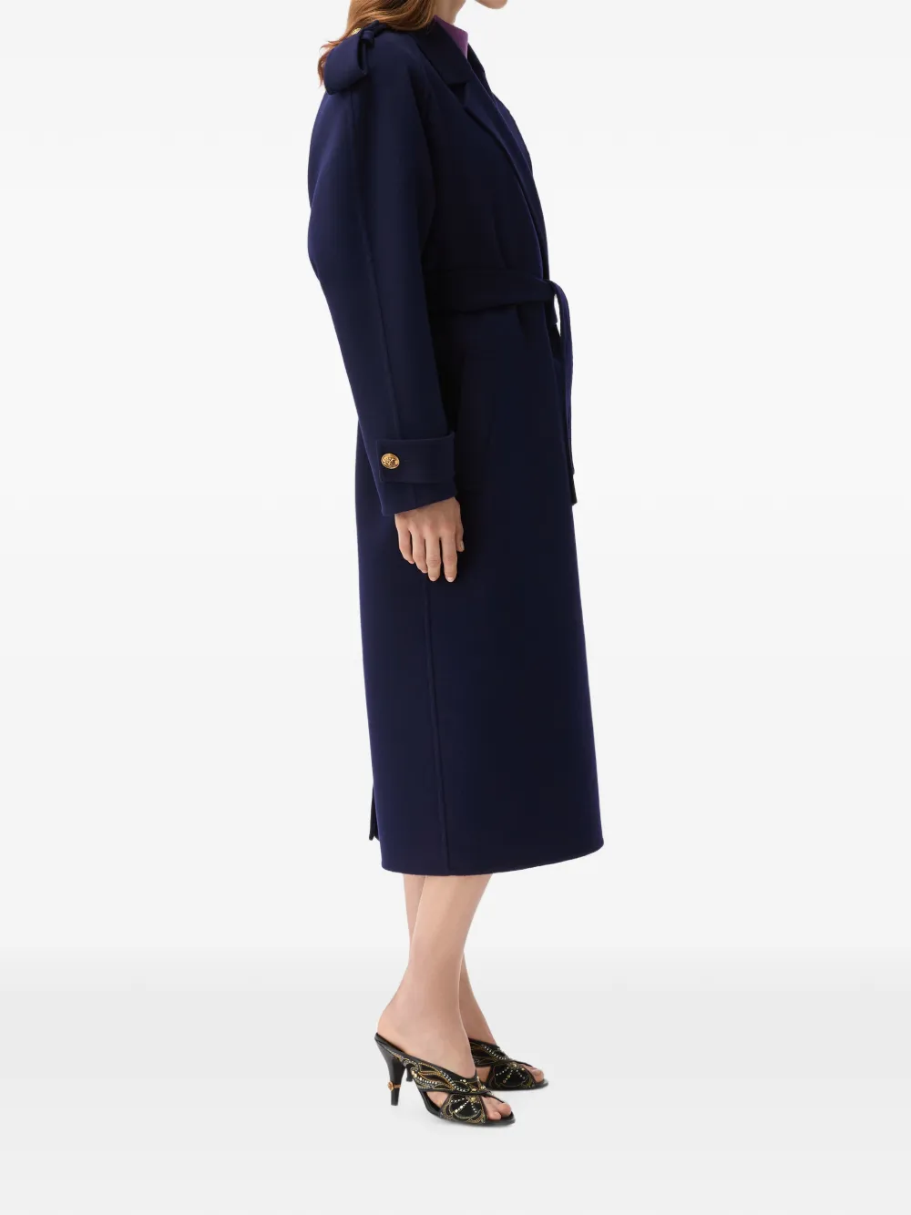 Versace Jas met epauletten en ceintuur Blauw
