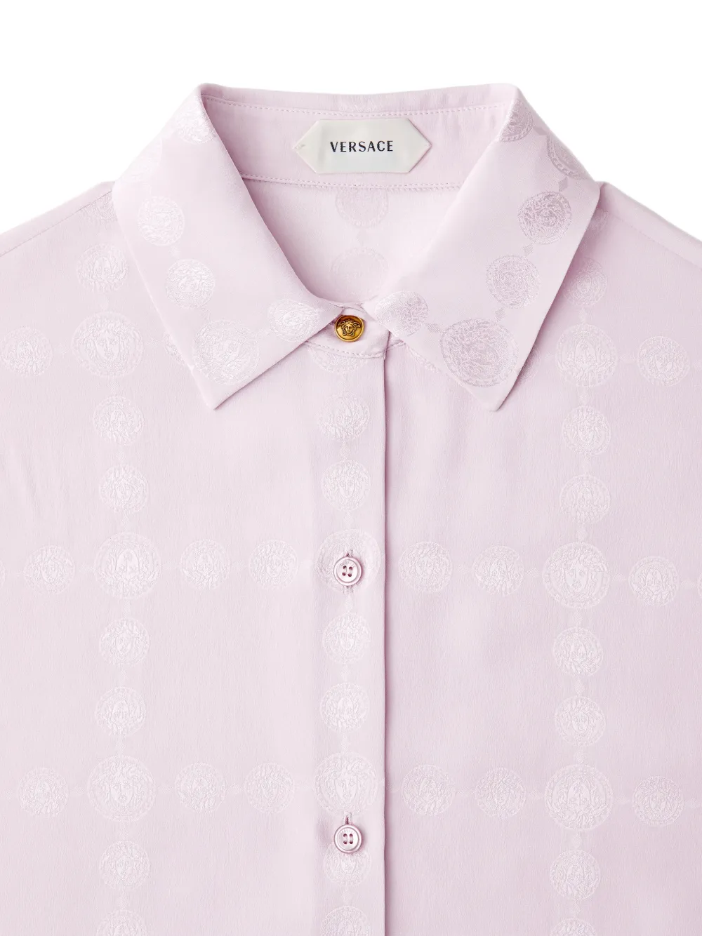 Versace Zijden crêpe satijnen blouse met jacquard Roze