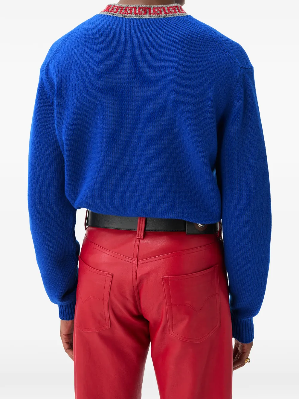 Versace Kasjmier en wollen trui met ronde hals Blauw