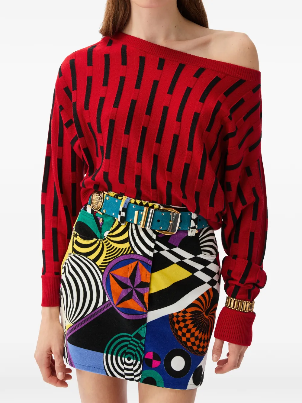 Versace Wollen trui met geborduurd logo Rood