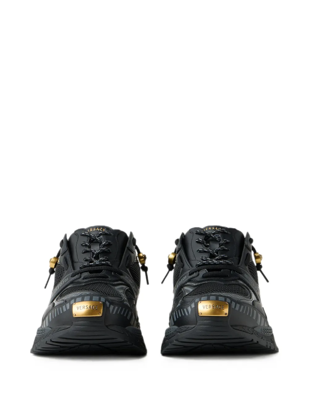 Versace Icaro leather sneakers Zwart