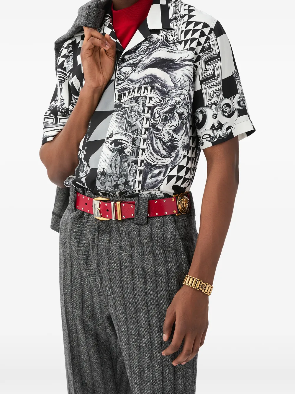 Versace Medusa Collage silk shirt Zwart