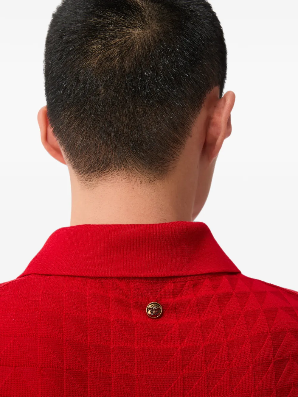 Versace Wollen gebreid poloshirt Rood