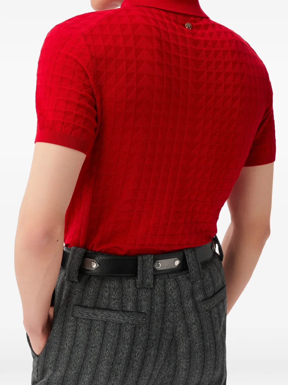 Versace Wollen gebreid poloshirt Rood