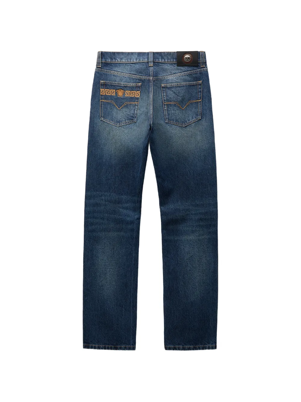 Versace Straight jeans met geborduurd detail Blauw