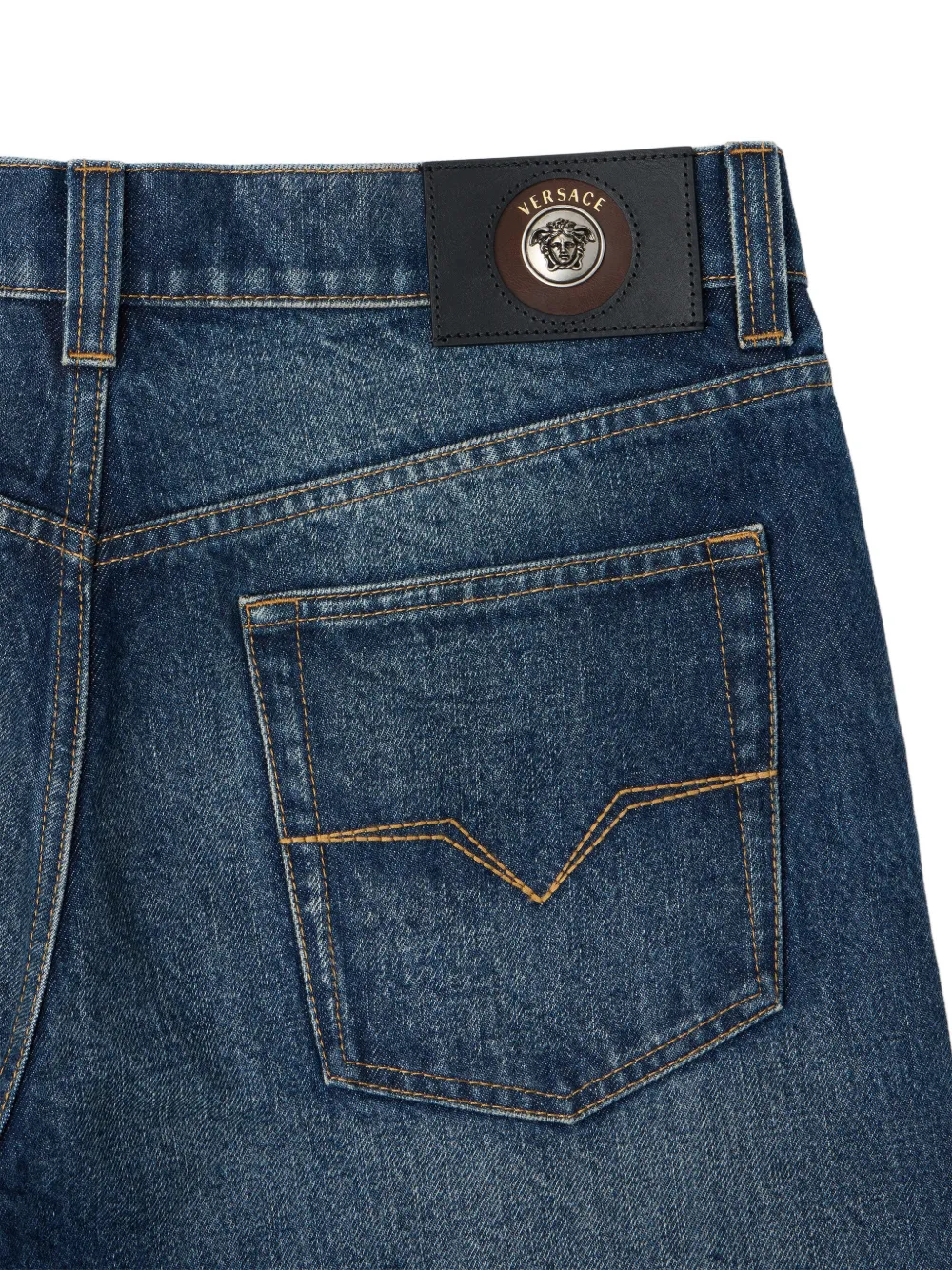 Versace Straight jeans met geborduurd detail Blauw