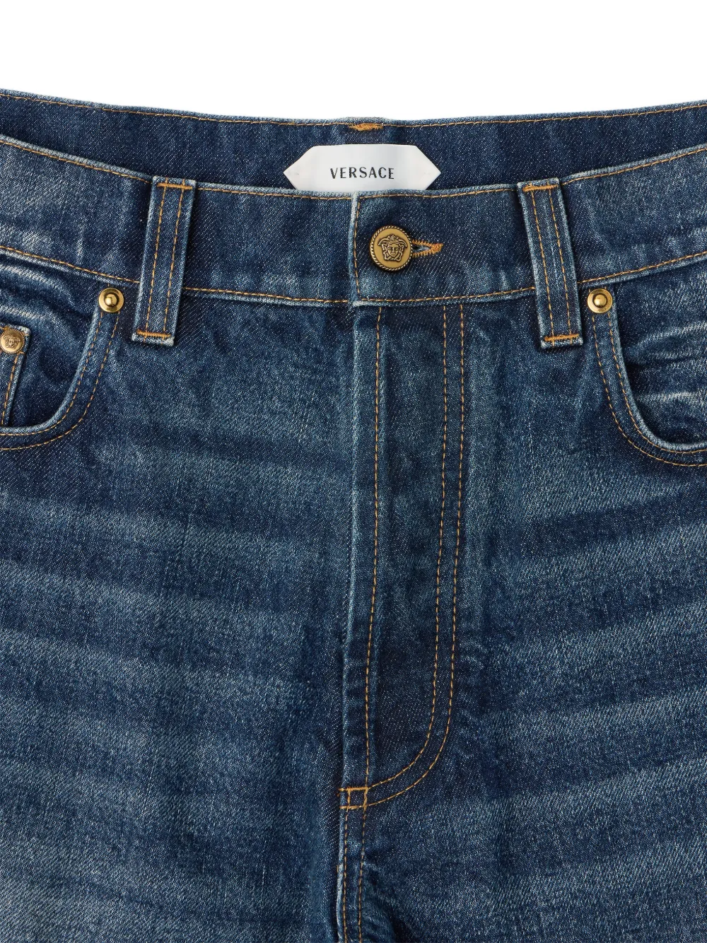 Versace Straight jeans met geborduurd detail Blauw
