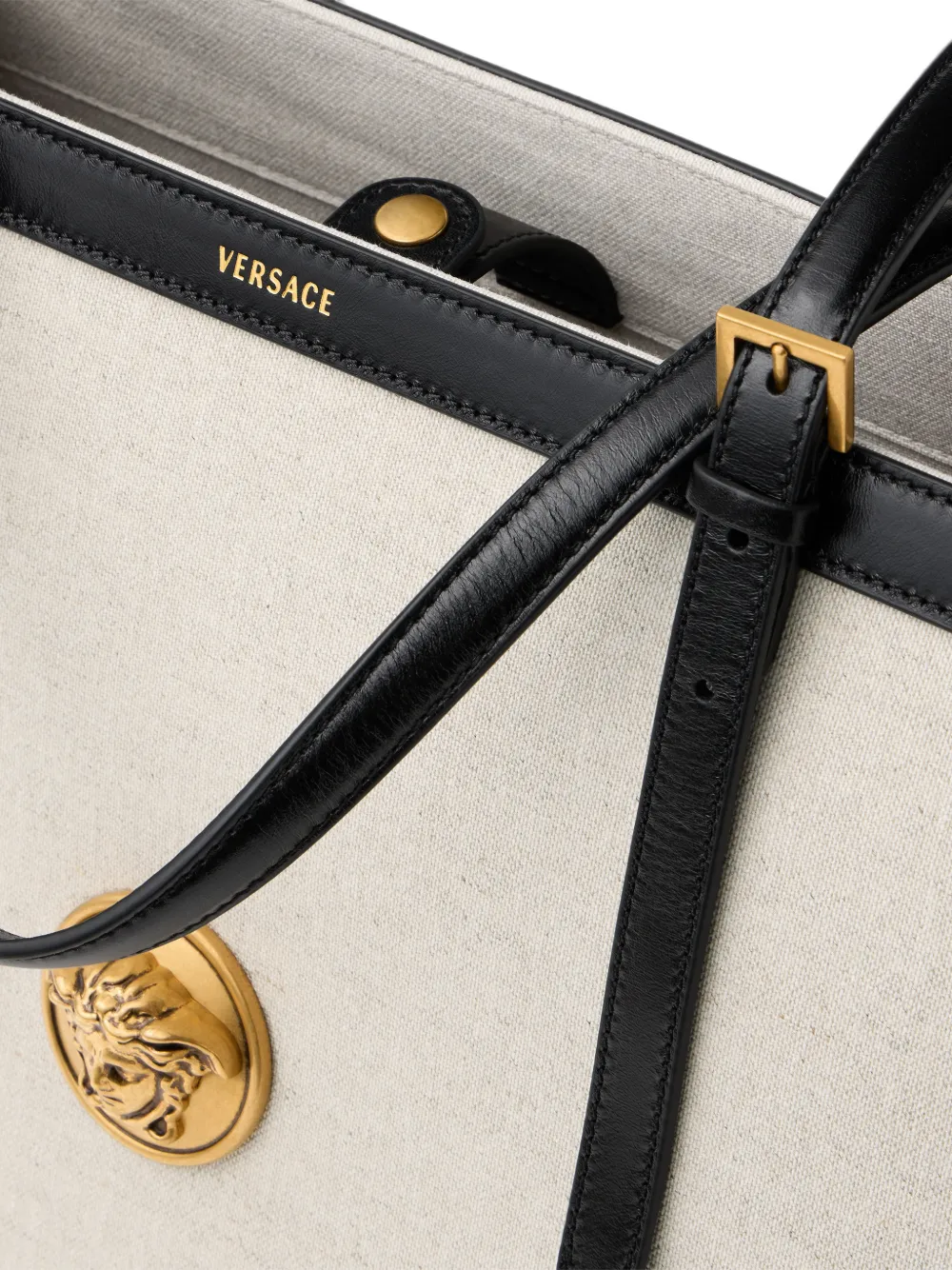 Versace Rivière grote canvas shopper Beige