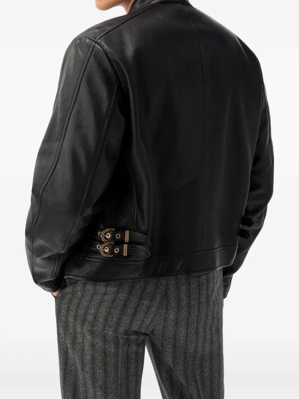 Versace レザーライダースジャケット | ブラック | FARFETCH JP