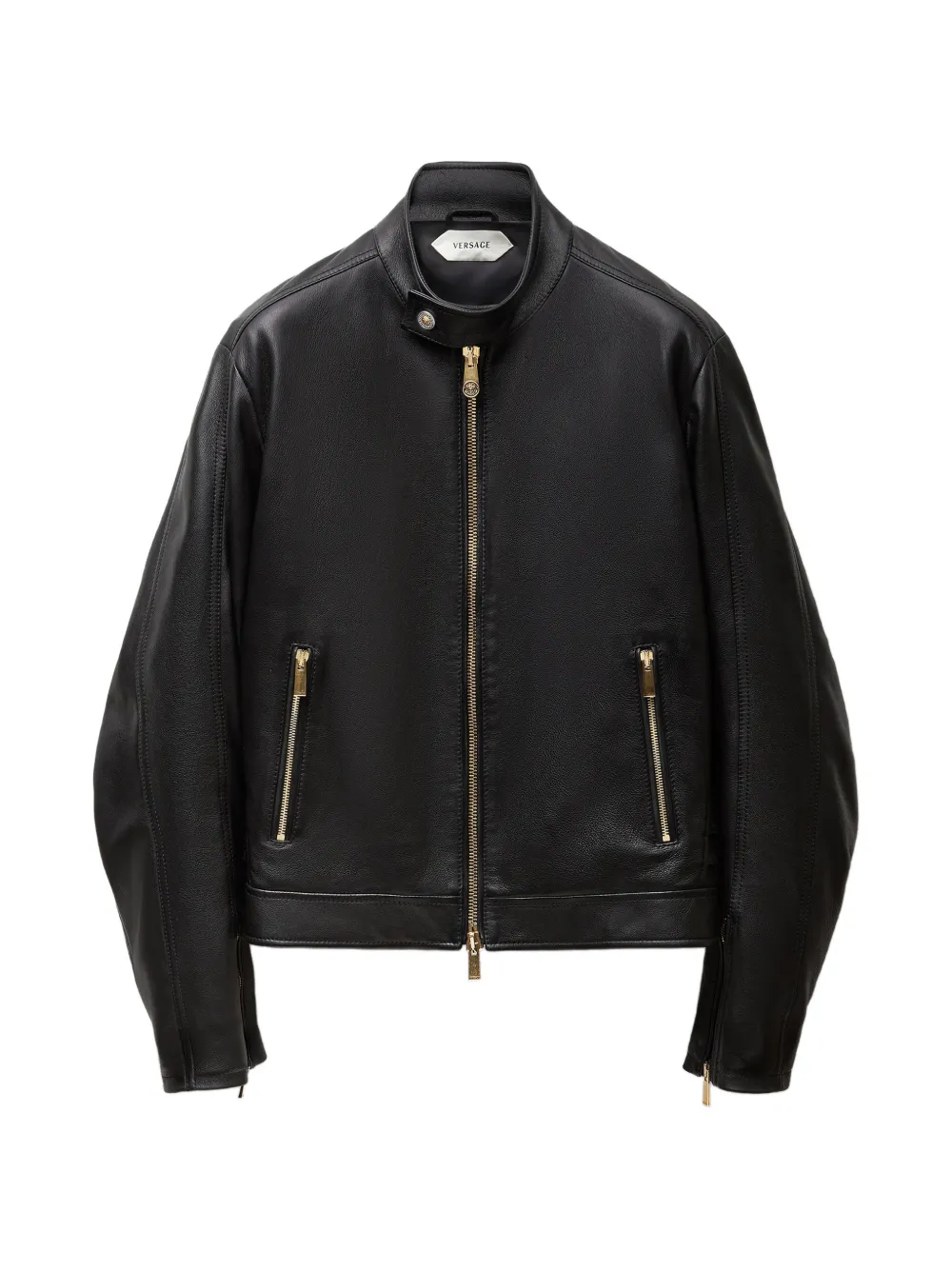Versace レザーライダースジャケット | ブラック | FARFETCH JP