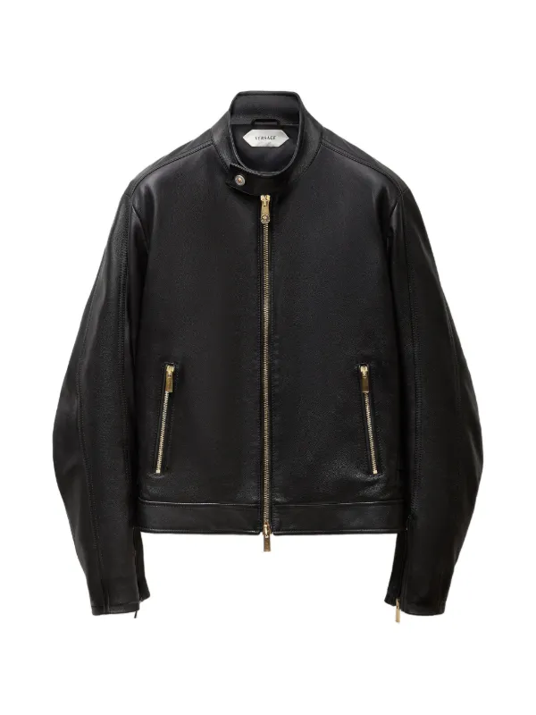Versace レザーライダースジャケット | ブラック | FARFETCH JP
