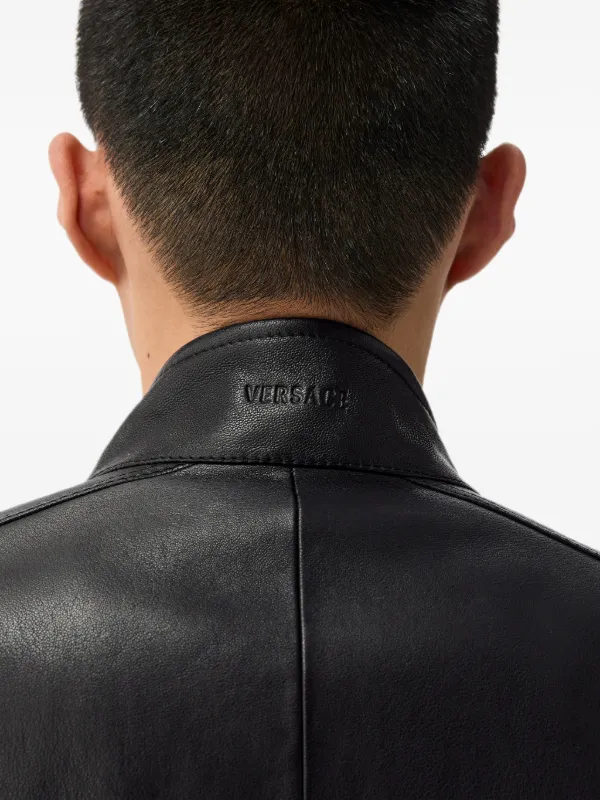 Versace レザーライダースジャケット | ブラック | FARFETCH JP