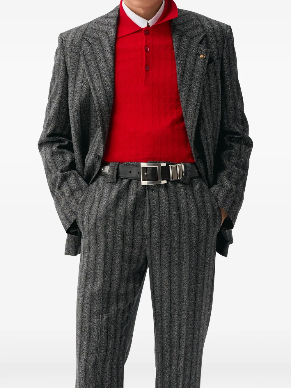 Versace Wollen twill broek met krijtstreep Grijs