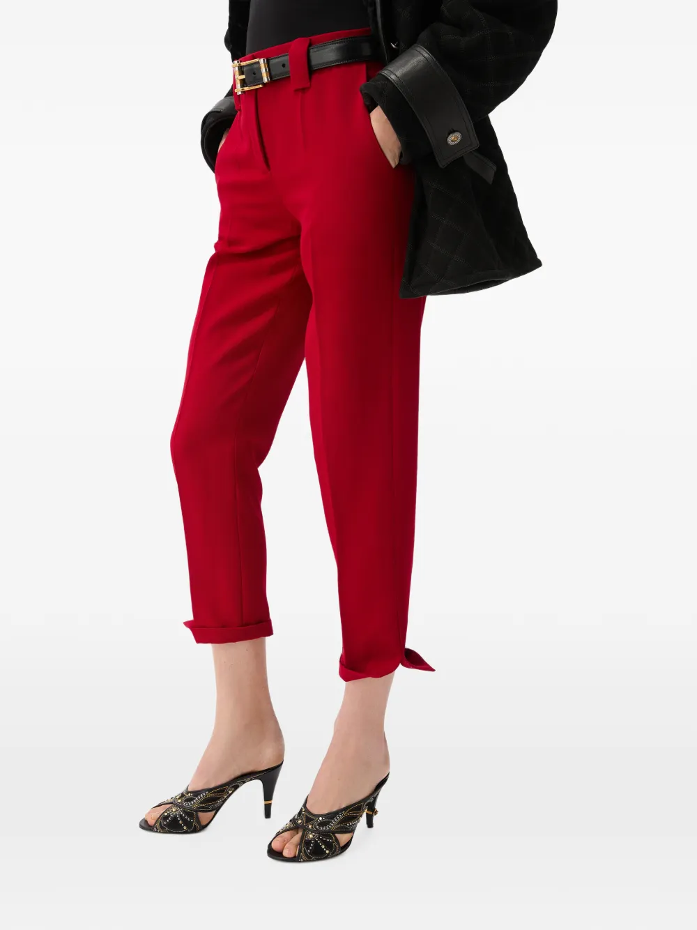 Versace Wollen grain-de-poudre pantalon Rood