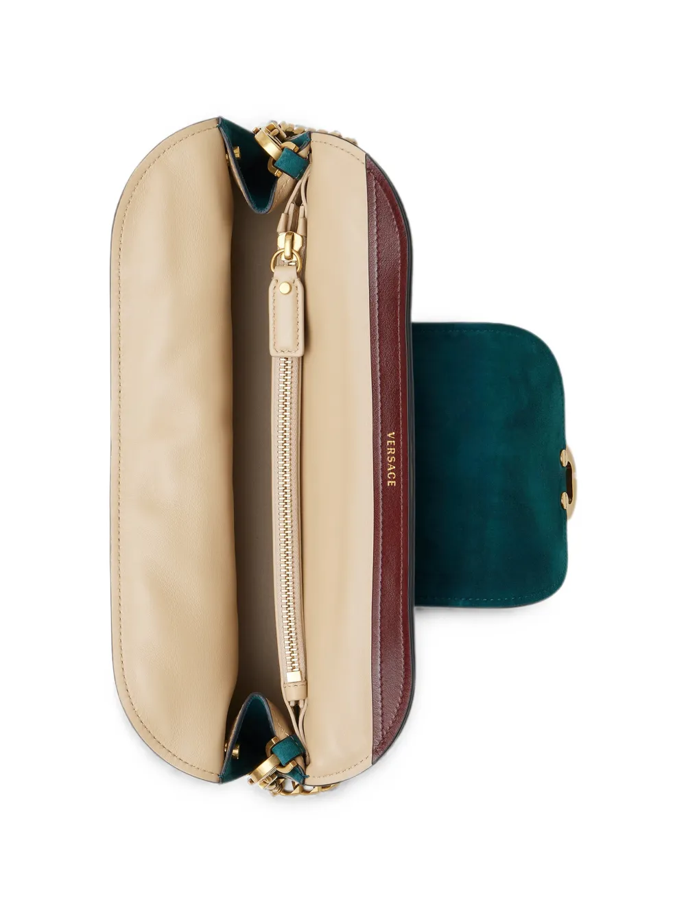 Versace Vivian suède clutch Groen