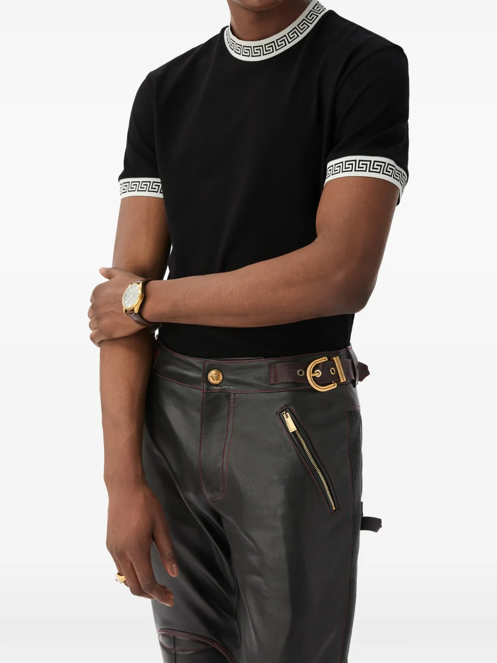 Versace Stretch-katoenen jersey T-shirt Zwart