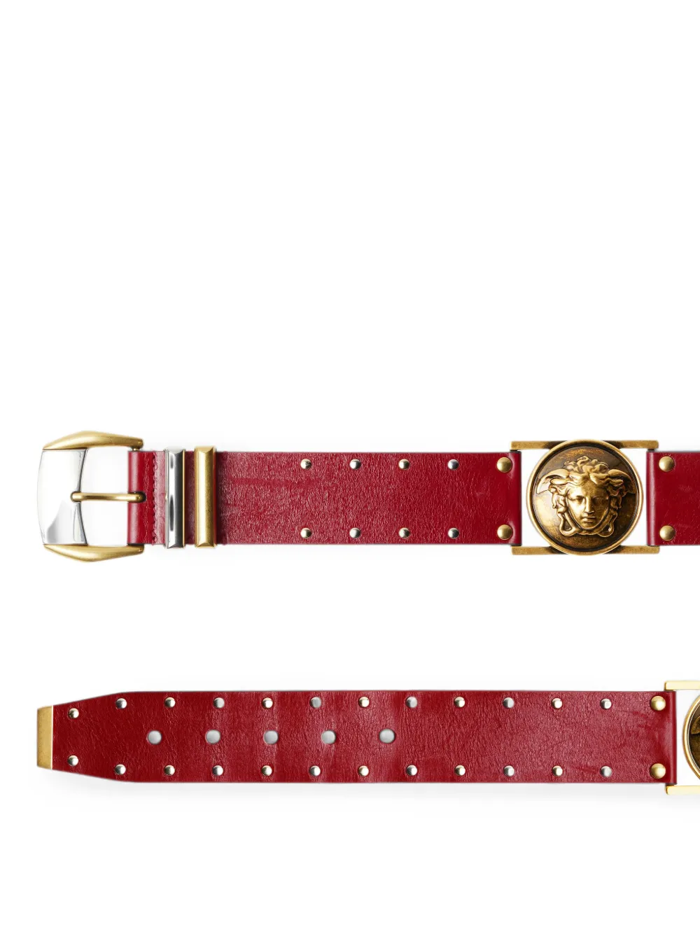 Versace Leren riem met studs (4 cm) Rood
