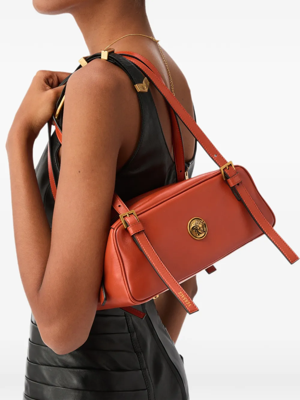 Versace Emblème nappa bowlingtas Oranje
