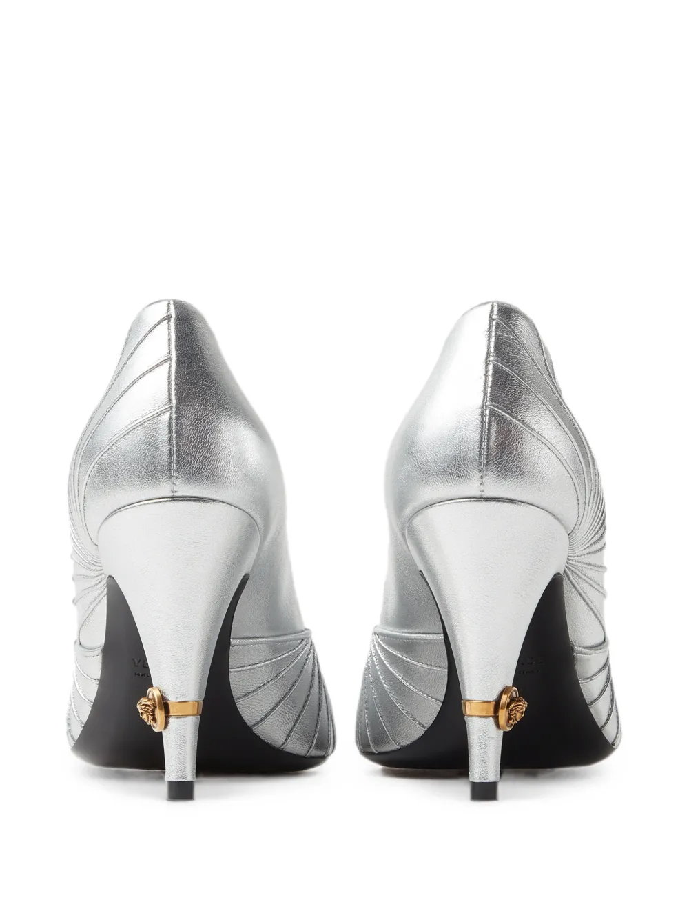 Versace Gianni metallic nappa pumps 90 mm Zilver