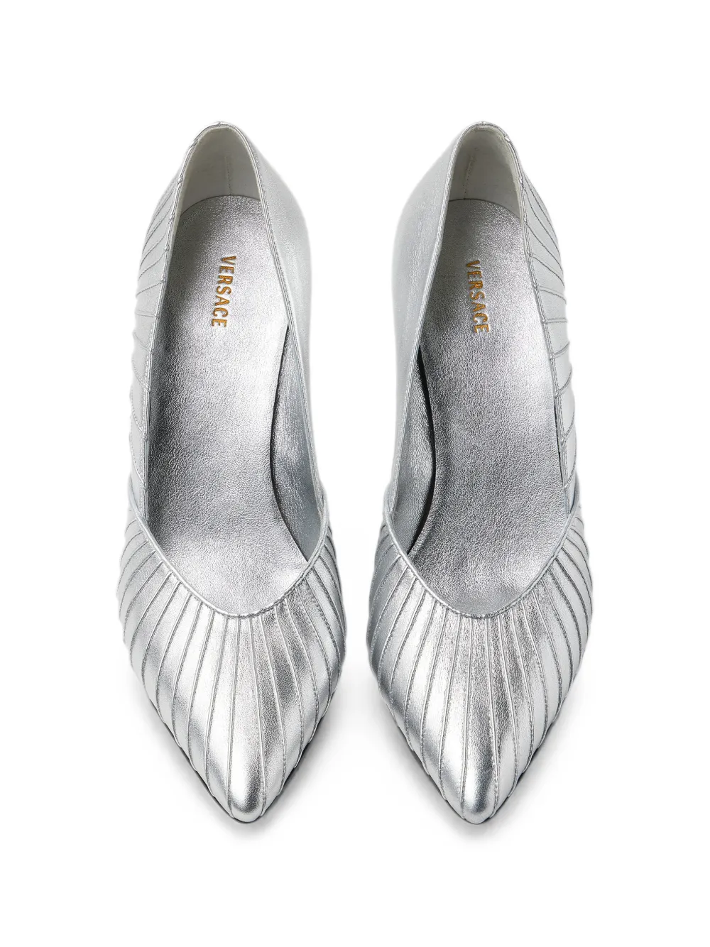 Versace Gianni metallic nappa pumps 90 mm Zilver