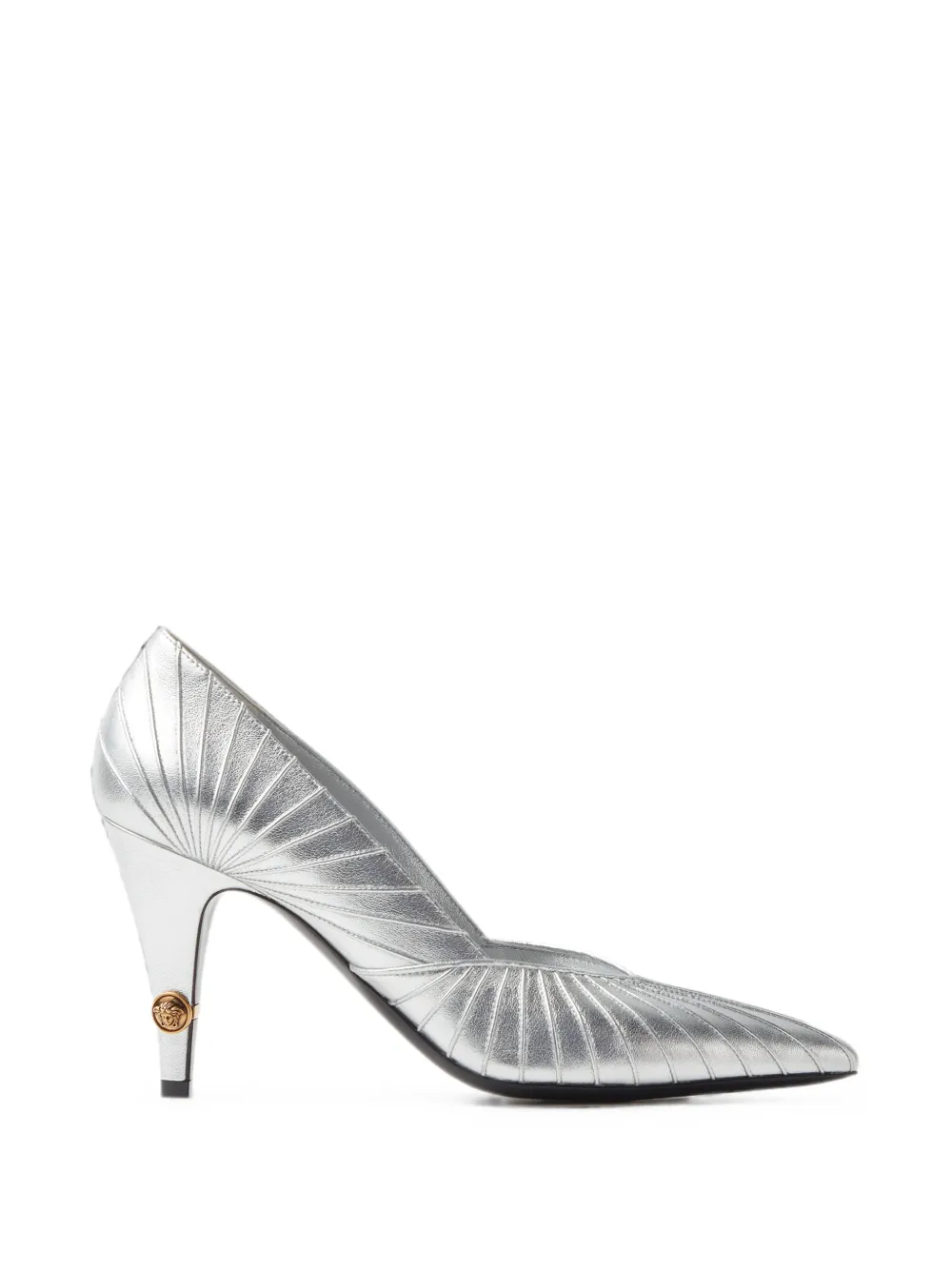 Versace Gianni metallic nappa pumps 90 mm Zilver