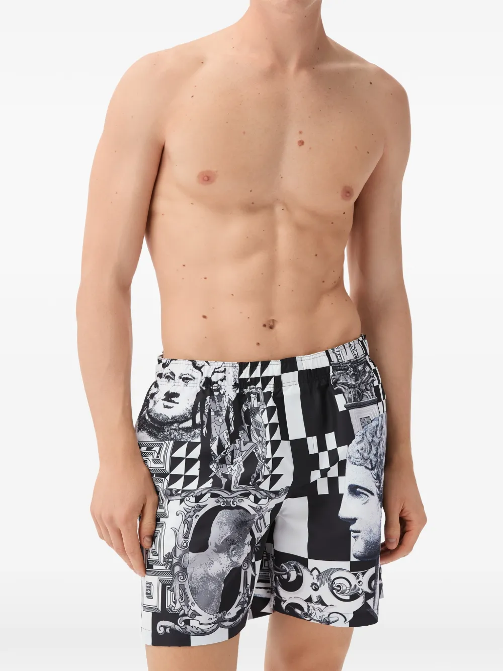 Versace Zwembroek met print Zwart