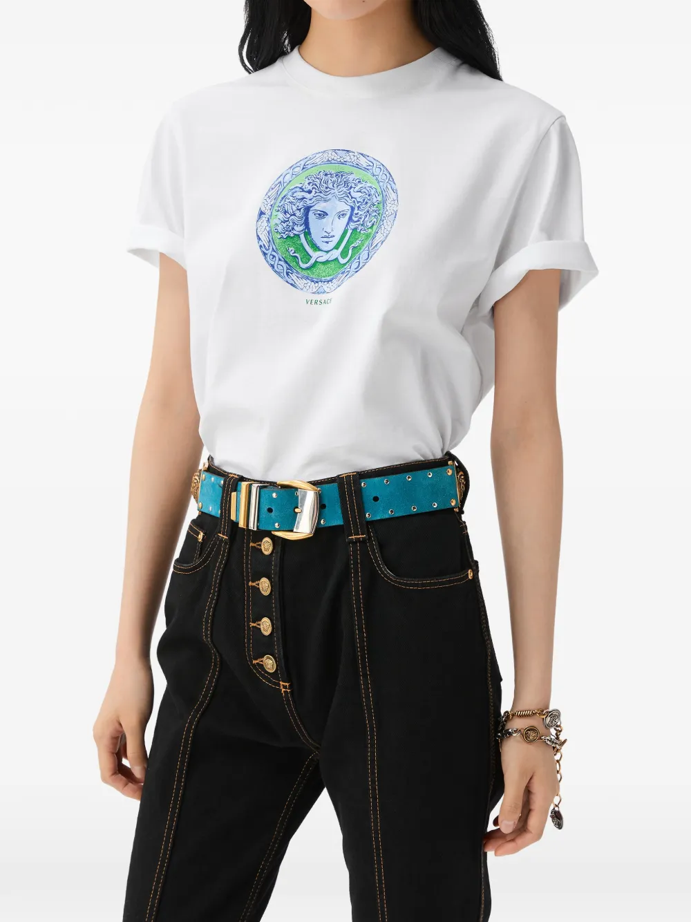 Versace Katoenen-jersey T-shirt met print Wit