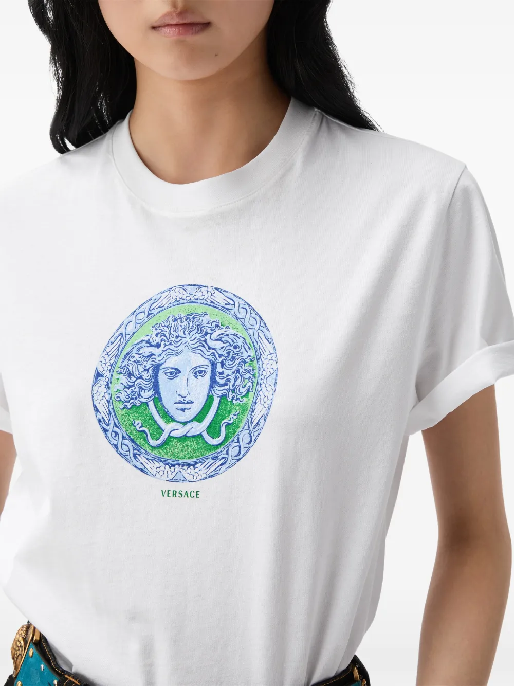 Versace Katoenen-jersey T-shirt met print Wit