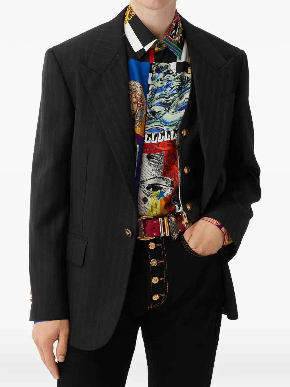 Versace Wollen blazer met jacquard Zwart