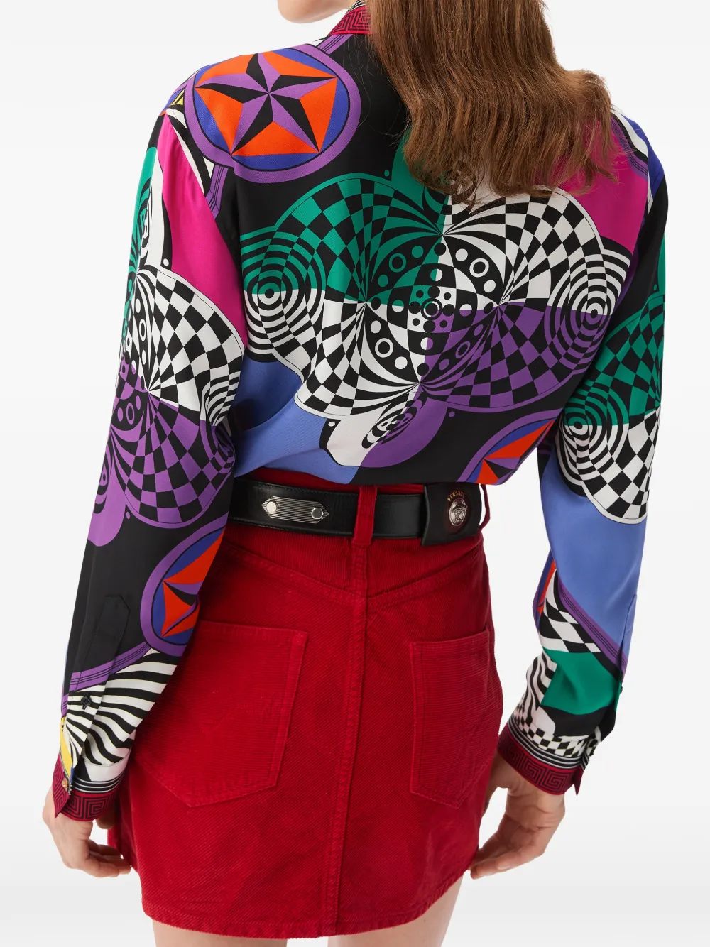 Versace Zijden twill blouse met print Wit