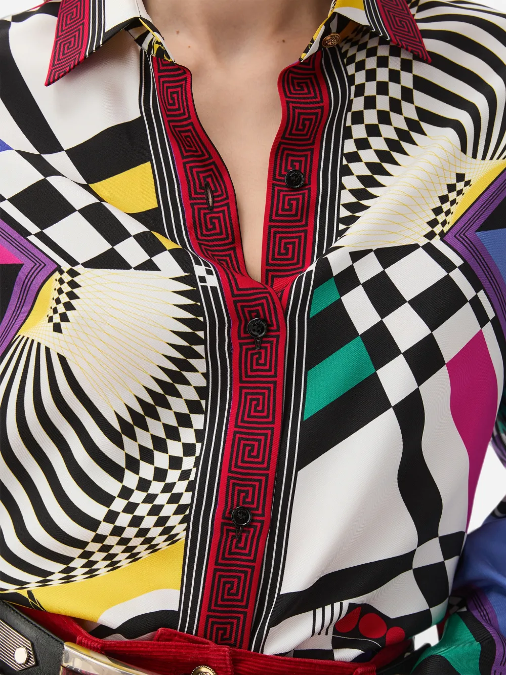 Versace Zijden twill blouse met print Wit