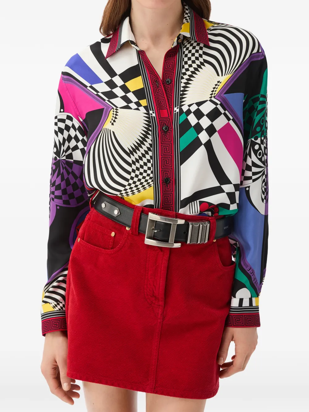 Versace Zijden twill blouse met print Wit