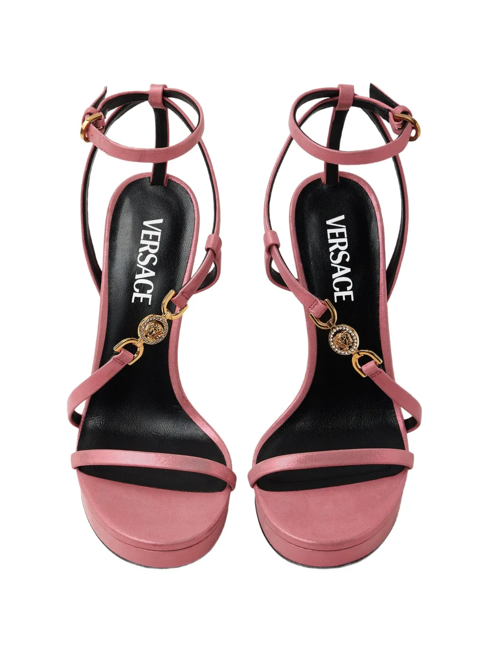 Versace Medusa '95 embellished leather sandals 115 mm Roze