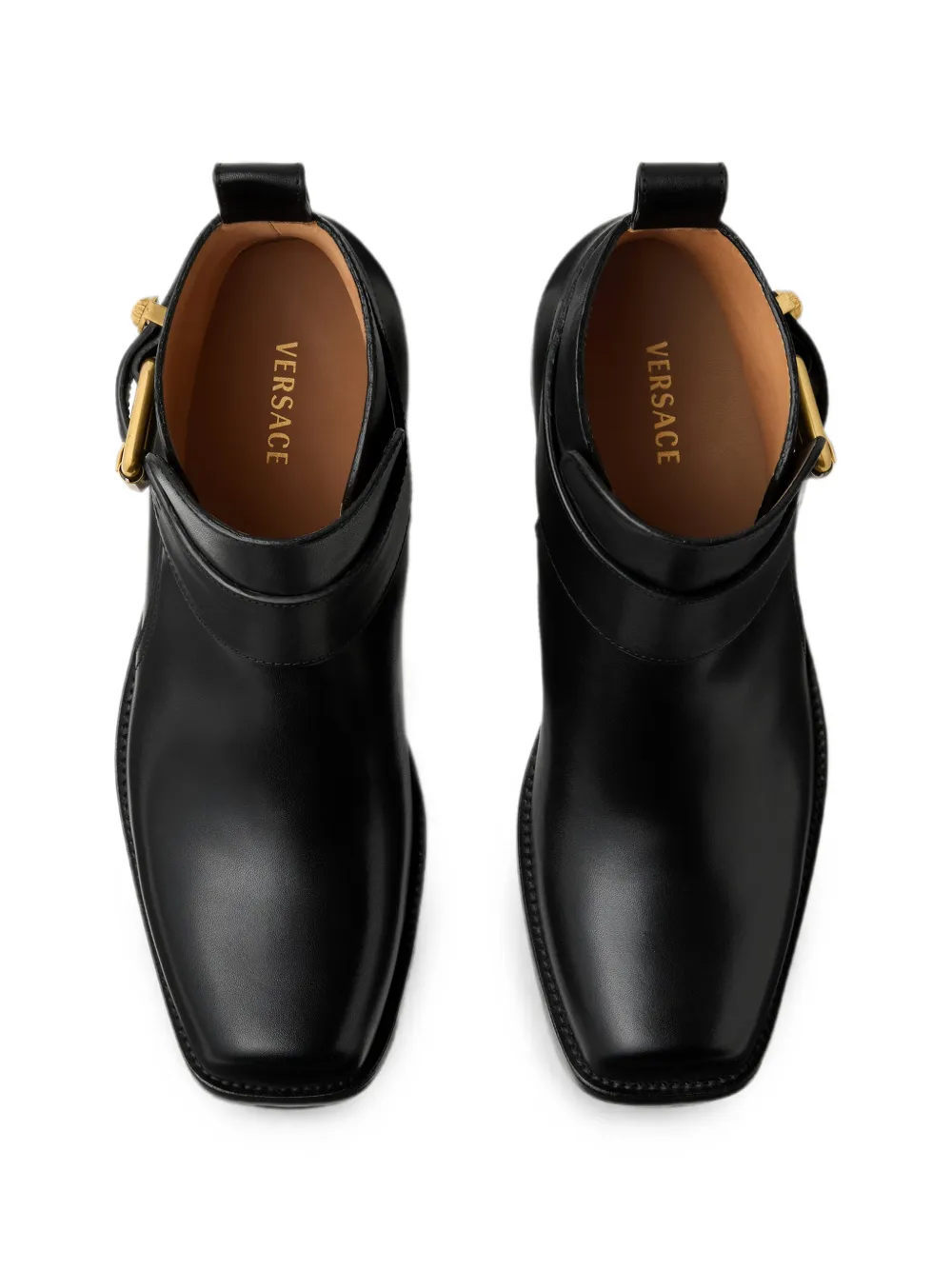 Versace Orlando leather boots Zwart