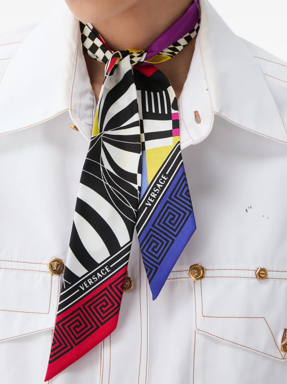Versace Sjaal met Greca print Wit