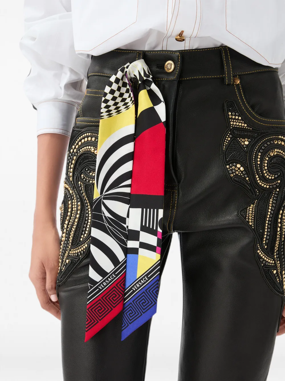 Versace Sjaal met Greca print Wit