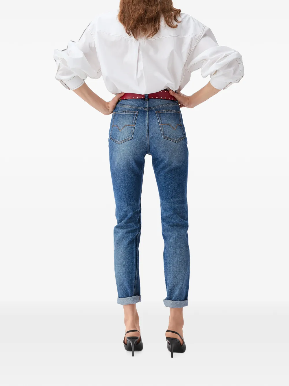 Versace High waist straight jeans Blauw