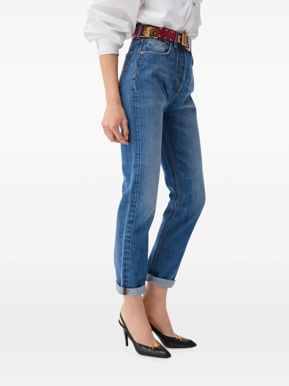 Versace High waist straight jeans Blauw