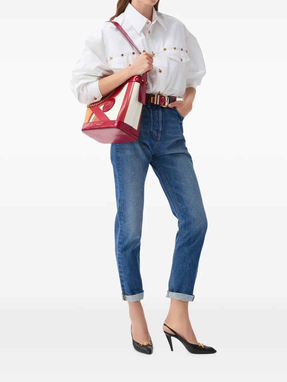 Versace High waist straight jeans Blauw