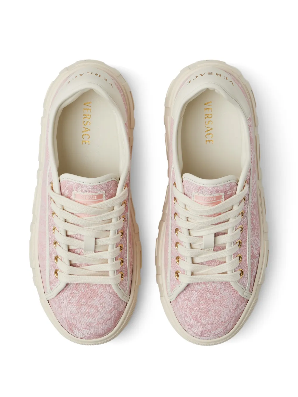 Versace Greca canvas sneakers met plateauzool en jacquard Roze
