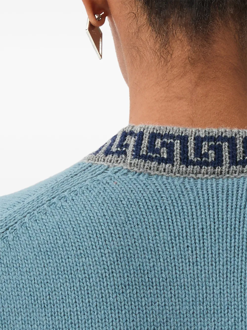 Versace Kasjmier en wollen trui met ronde hals Blauw