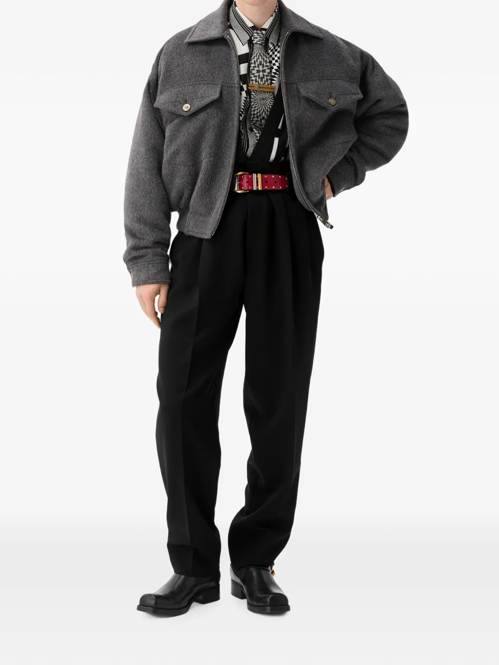 Versace Stretch wollen pantalon Zwart