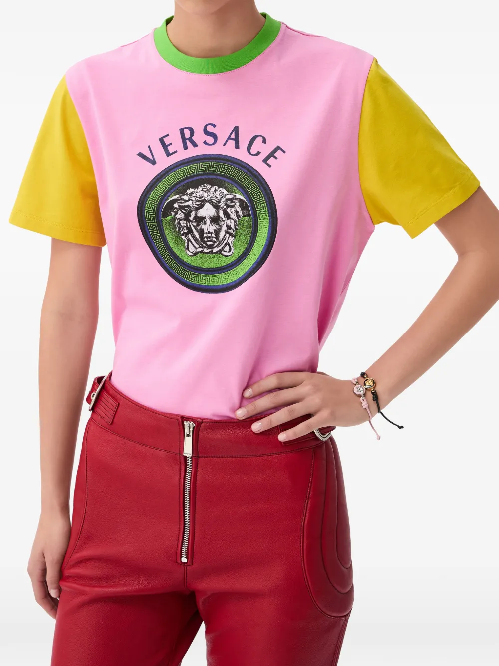 Versace Katoenen-jersey T-shirt met print Roze