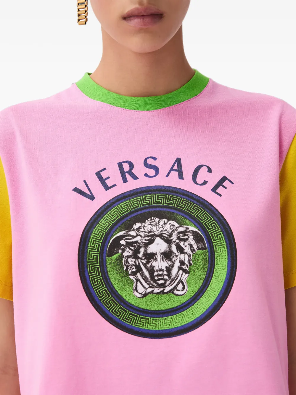 Versace Katoenen-jersey T-shirt met print Roze