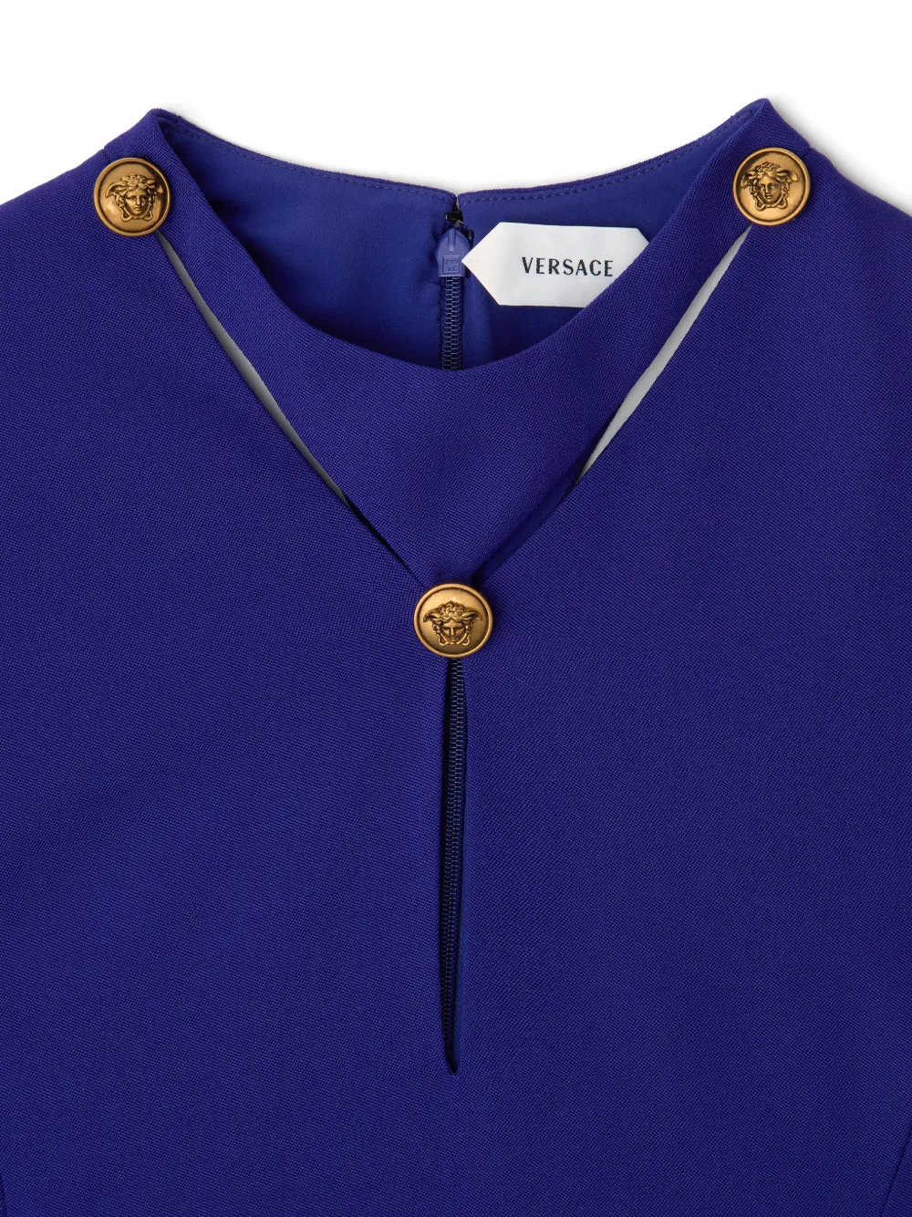 Versace Grain de Poudre wollen mini-jurk Blauw